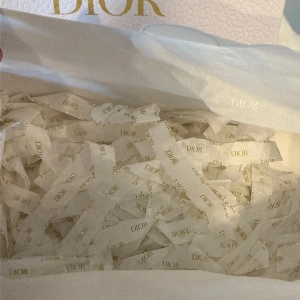 Dior Textured Empty White Box‎ with Gold Logo and Dior Ribbon 8.5 x 6 x 3